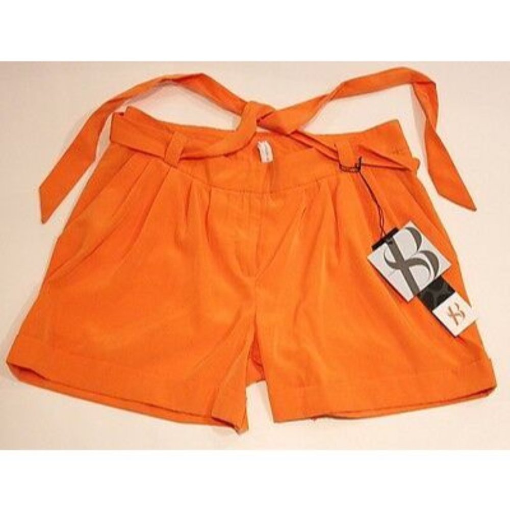 SACHIN + BABI Tangerine BRANDY Dress Shorts CUFFED Bow Belt PLEATED 0 $250